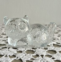 Retró Toscany Collection 24% ólomkristály cica figura – 9 cm-es dekoratív üvegdísz, levélnehezék