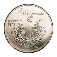 Kanada 5 Dollár 1974 Montreáli Olimpia 1976 öt karika és koszorú 24,3g Ag925