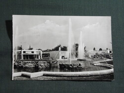 Képeslap,Budapest,BMV ipari vásár,pavilon,park,szökőkút látkép,részlet, 1958-