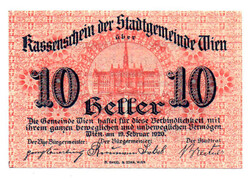 Ausztria Notgeld Wien 10 Heller 1920 Bécs R65