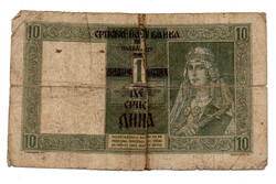 Szerbia 10 Dinár Bankjegy 1941 P22