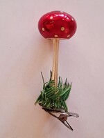 Régi üveg karácsonyfadísz gomba csipeszes üvegdísz 11 cm