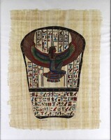 1W402 Keretezett, egyiptomi papirusz kép 55 x 45 cm