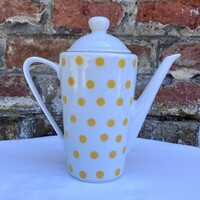 Alföldi retro sárga pöttyös porcelán kiöntő - kávékiöntő