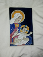 Madonna a kisdeddel kézzel festett kerámia    L