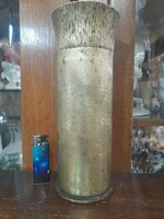 I.VH,Világháborús 1914-17,Bronz,Réz Magyar Címeres,Emlék,Ágyú Hadi Löveg Hüvely Váza.24.5 cm.