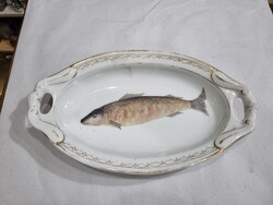 Régi halas porcelán tál