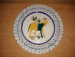 Habán kerámia ökröcskés dísztányér - átm. 29 cm (n)