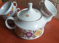 Alföldi tűzvirágos teás kanna és 6 db csésze