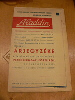 ALADDIN PETRÓLEUM GÁZFŐZŐ ÁRJEGYZÉK