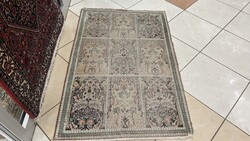 3727 KASMÍR hernyóselyem Bakhtiari kézi perzsa szőnyeg 80X125CM