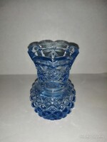 Bohémia kék üveg kicsi váza - 8 cm magas (4/K)