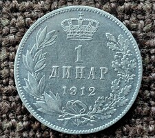 Szerb Királyság 1 dinár 1912 . Ag ezüst 5g/0,835