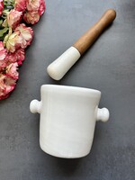 Régi nagy méretű Drasche porcelán patikai mozsár és törő