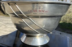 G.H. MUMM nagy méretű ónöntvényből készült pezsgőhűtő jégtál - Orfèvrerie d'Anjou az 1960-as évekből