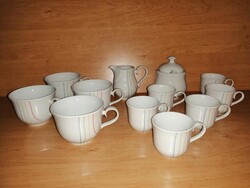 Alföldi porcelán kávés, teás csészék cukortartóval tej kiöntővel - 12 db egyben