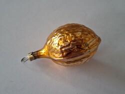 Old Christmas tree ornament, gold walnut glass ornament