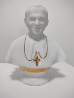 Hollóháza II. János Pál pápa porcelán mellszobor, nipp