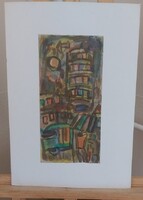 (K) Csepeli Németh Miklós festmény 17x34 cm