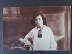 Antik műtermi fotó - emlékül - női portré 1917 Szolnok