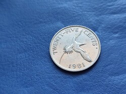 BERMUDA-SZIGETEK TWENTY-FIVE CENTS / 25 CENT 1981 MADÁR! II.ERZSÉBET FIATAL!