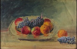 1W429 Csapó Jenő : Asztali gyümölcs csendélet - akvarell