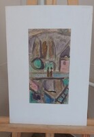 (K) Csepeli Németh Miklós festmény 17x31 cm