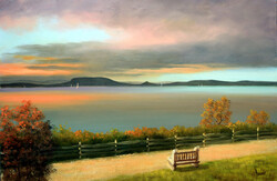 Lantos György: Fonyód, a Szaplonczay sétány alkonyatkor 40x60 cm (Balaton)