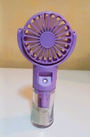 Kézi Mini Hordozható Ventilátor Vízpára Fújóval 4 Sebesség Fokozat USB Lila Új!