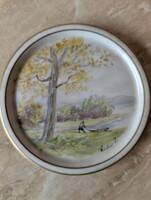 Zsolnay Pécs kézzel festett tányérkészlet (5 db) – "pajzspecsétes", Bodó J. szignóval