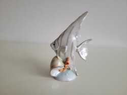 Régi Drasche porcelán retro gyöngyházfényű vitorlás hal kagylóval