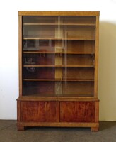 1W424 Hatalmas tolóajtós art deco könyvszekrény vitrin