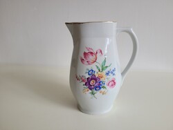 Régi rózsa tulipán írisz mintás Drasche kancsó porcelán vizes kancsó