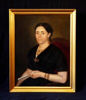 Biedermeier portré keretben, kiváló állapotban