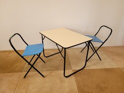 Retro összecsukható orosz CCCP kemping kis asztal és gyerek szék mid century camping gyermek asztal