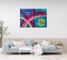 Pink and Lime  50cm x 70cm abstract vászonkép