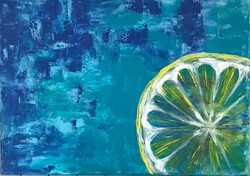 Azure and Lime  50cm x 70cm - abstract vászonkép
