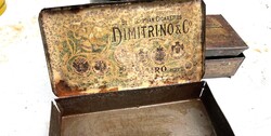 Dimitrino & Co antik cigarettás régi fém pléh doboz Egyiptom Kairó