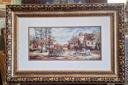 Csodás keretben mikro gobelines tájkép   72,5 x 48,5 cm