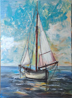 KIKÖTŐ NÉLKÜLI NYUGALOM Olajfetmény vakrámára feszített vásznon