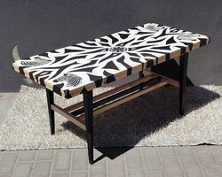 Popart zebra mintás asztal fa ALKUDHATÓ