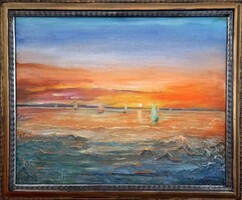 Két Balatoni kép együtt. Prima díjas művésztől tanúsítvánnyal.50x40+ 45x60 Károlyfi Zsófia (1952-)