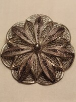 Antik filigrán ezüst bross, ezüst kitűző