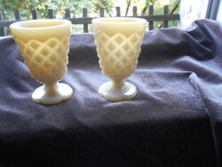 2 db antik   kalcedon halvány mogyoró színű üveg kehely  - az ár 1 db-ra vonatkozik