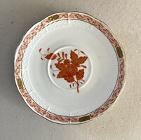 APPONYI NARANCS VIRÁGOS, HERENDI PORCELÁN TEÁS CSÉSZE ALJ 15.8 CM