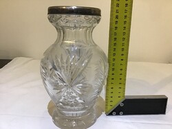 Vitéz Bertalan Árpád százados kristály váza ezüst peremmel