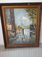 JELZETT OLAJ/VÁSZON FESTMÉNY ANTIK KERETBEN