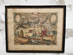 Braun & Hogenberg, rézmetszet - Kilátás a Phlegraean-mezőkre, Olaszország- 1575- ből.