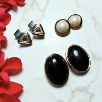 3 pár Régi fülklipsz vintage fülbevaló, retro klipsz, az ékszerek az 1960-as évekből származinak