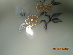 Bécsi AUGARTEN kézzel festett ezüst levél arany virág mintás tányér vastag aranyozott peremmel